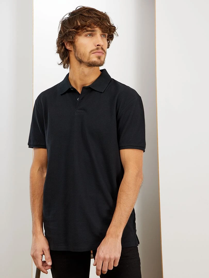 Polo en piqué de coton   noir