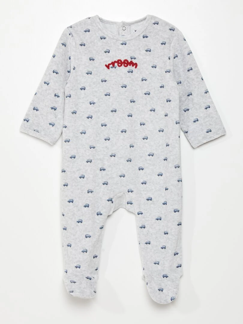 Pyjama dors bien en velours Gris 'voiture'