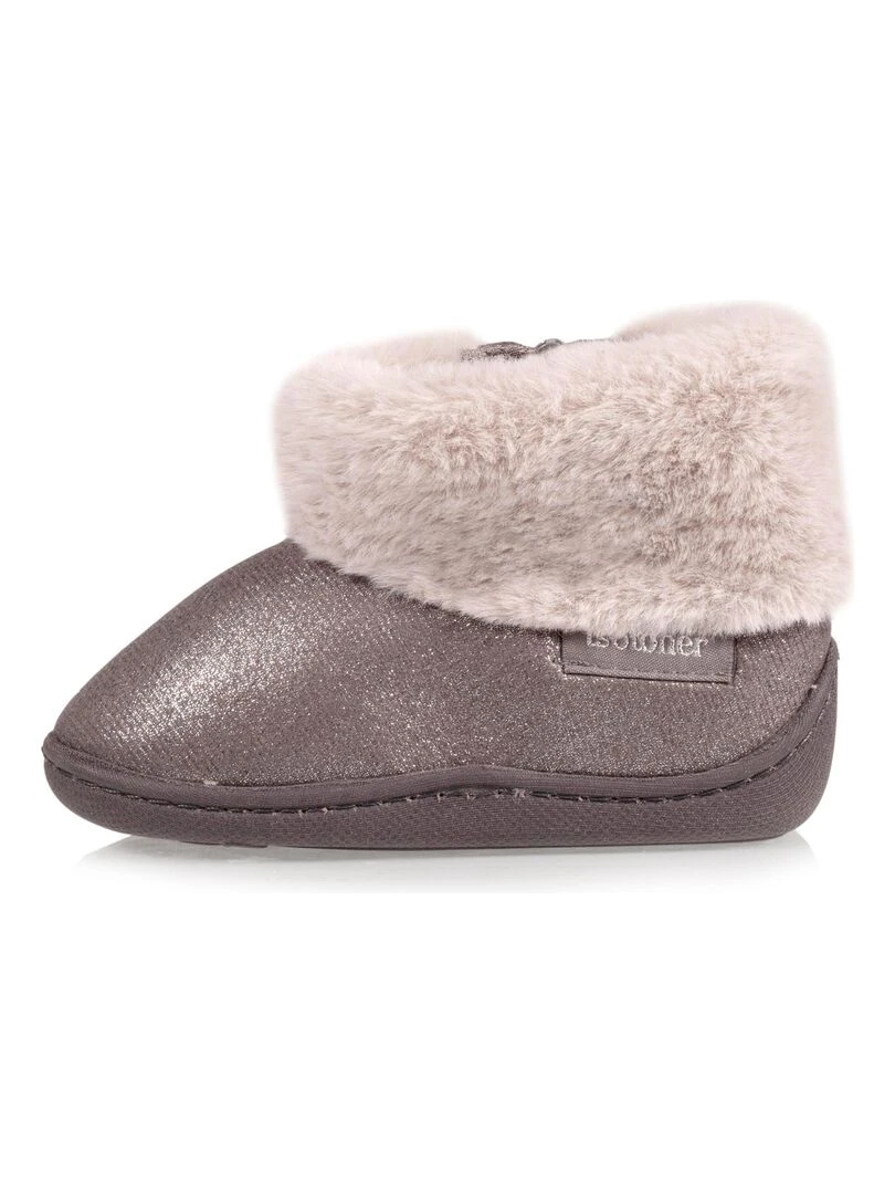 Chaussons bottillons zip Bébé Gris irisé   Gris Gris
