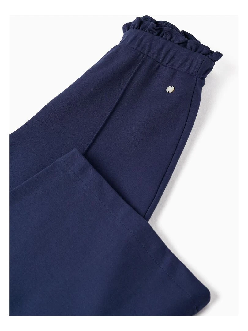 Pantalon en maille Punto Roma pour fille 'Wide Leg' manches longues SPRING BEGINS   Bleu foncé