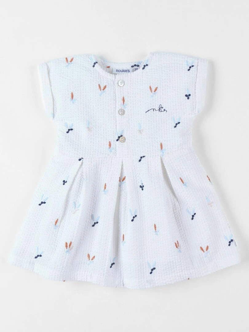 Robe imprimé fleuri en crêpe de coton Noukie's Blanc
