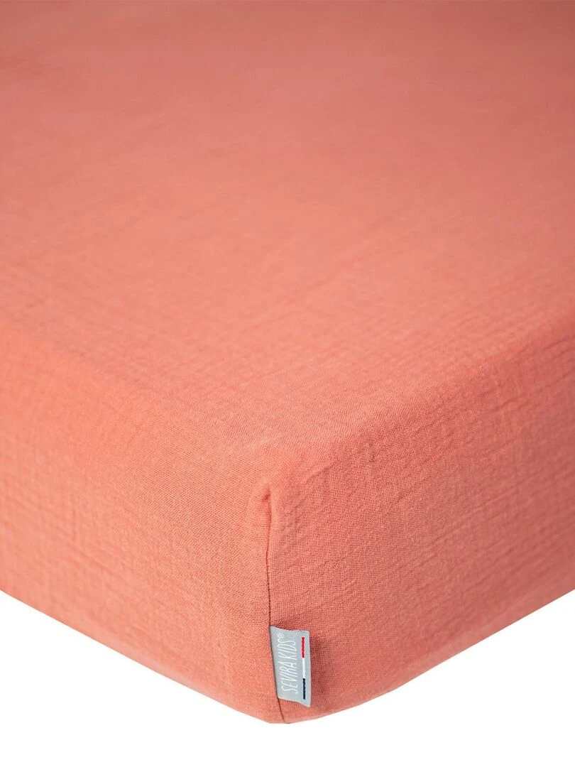Drap housse uni en gaze de coton Marron