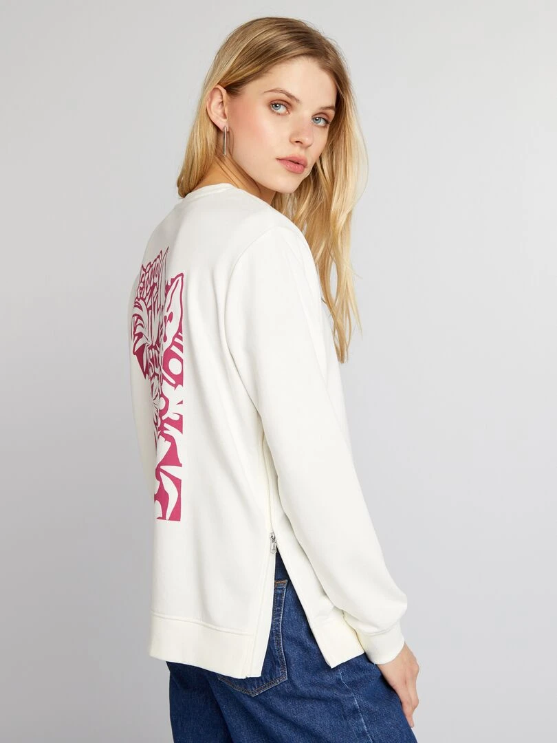 Sweat d'allaitement avec ouverture sur les côtés   Blanc