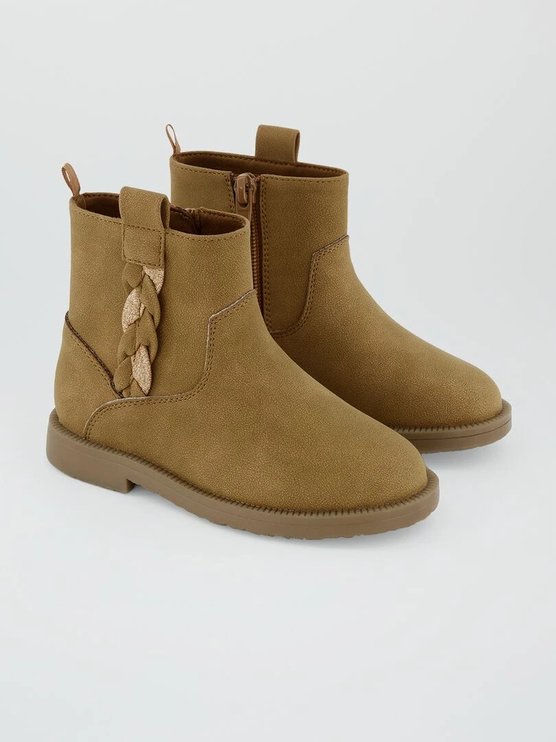 Bottines en suedine Marron