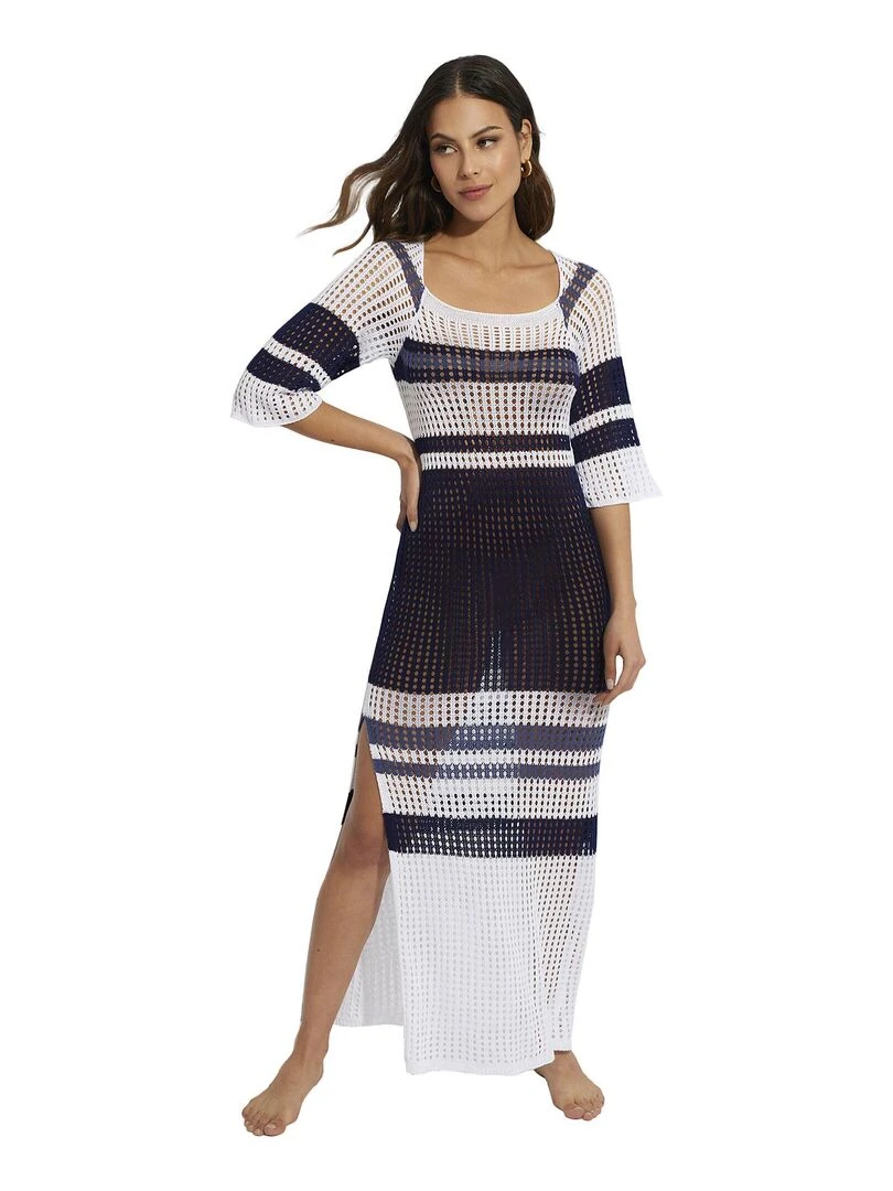 Robe longue de plage Mykonos Bleu marine
