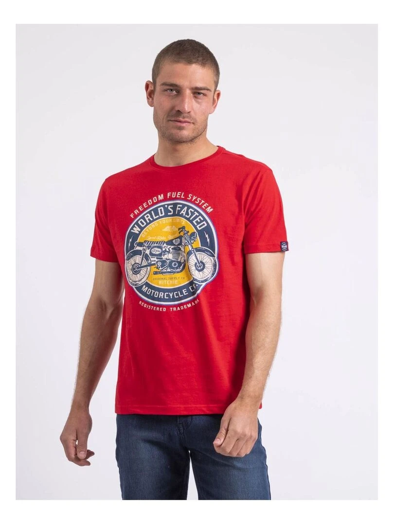 T shirt col rond NOUCAS Rouge