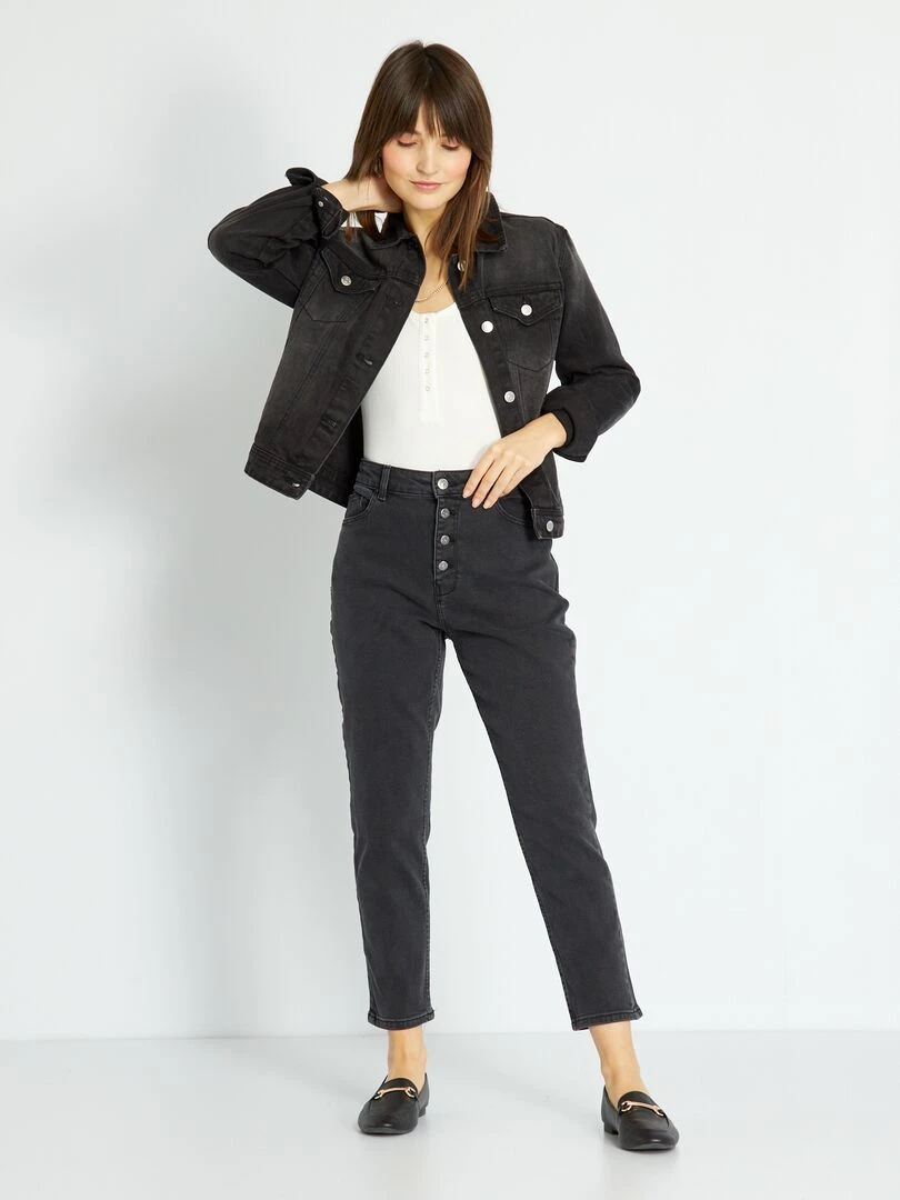 Jean mom à taille très haute L32 Noir