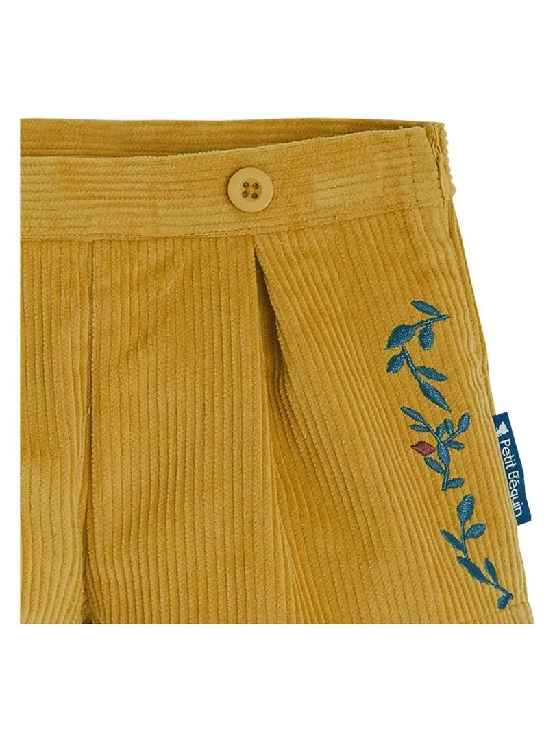 Short fille en velours côtelé Souffle Étoilé   Moutarde