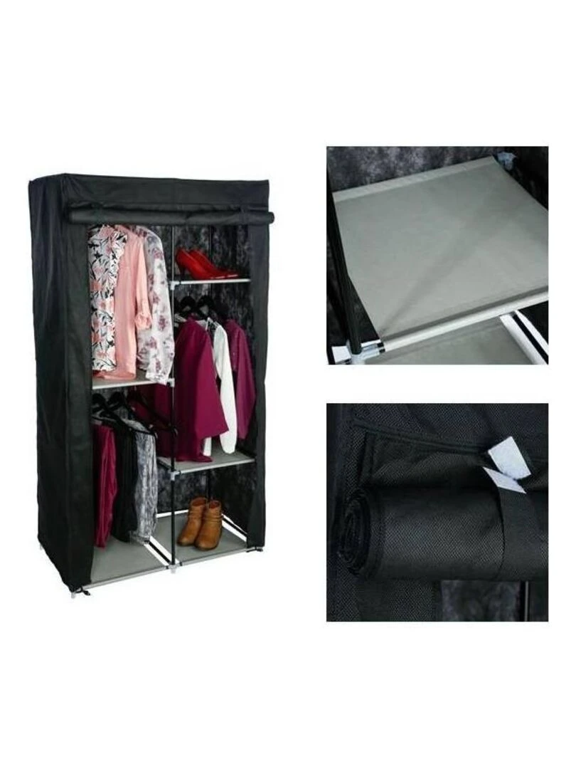 Armoire modulable penderie étagères Noir