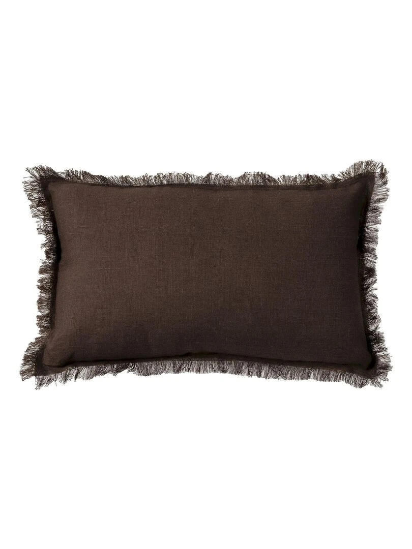 Coussin lin bords effilés 'Deko&co' Marron chocolat