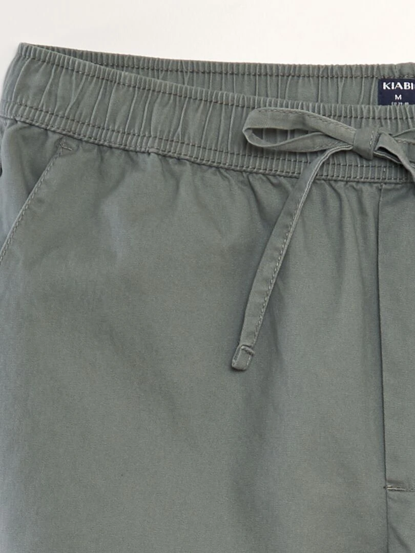Bermuda chino avec taille élastiquée   Kaki