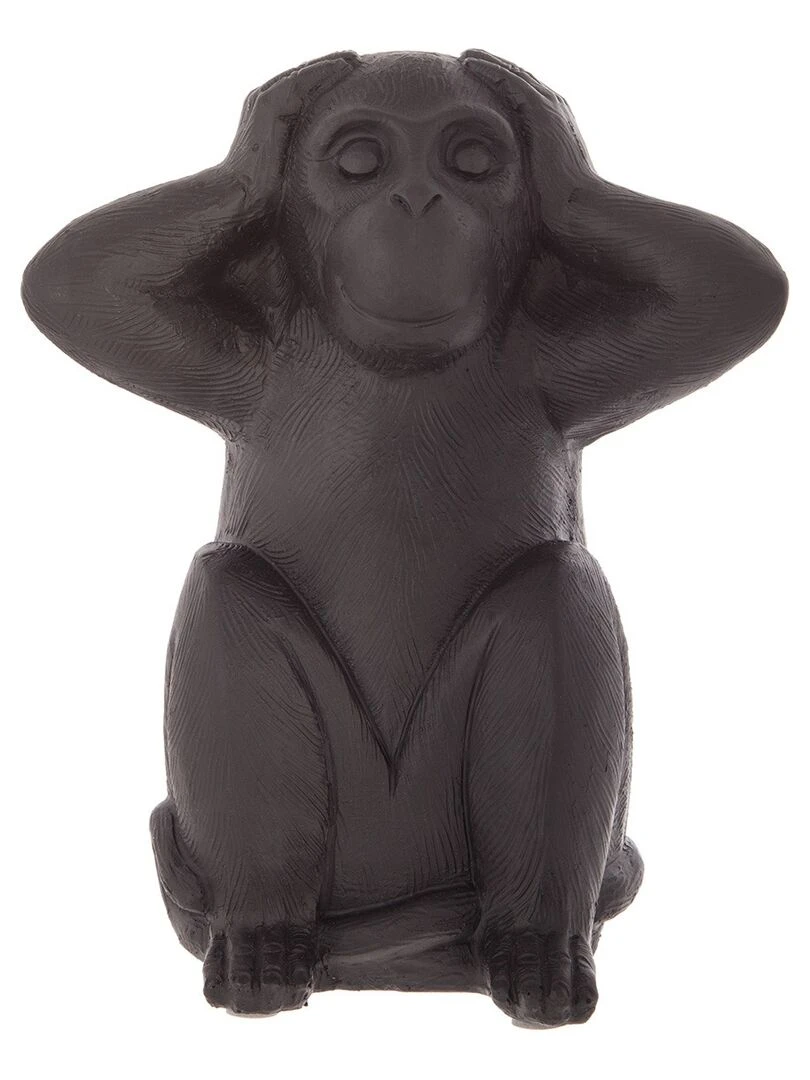 Ensemble de 3 singes sagesse en résine 23 cm Noir