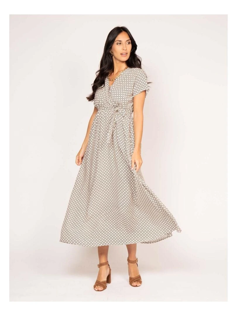 Robe longue motifs ICARE   Ecru