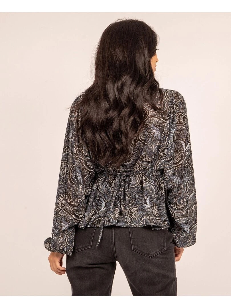 Blouse fluide motifs FARAH Bleu