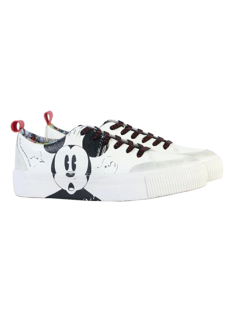 Basket à Lacets Desigual Street Mickey Crack   Blanc