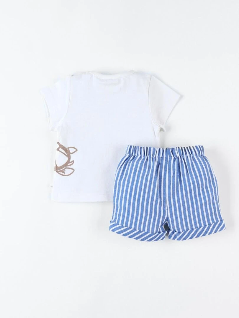 Set t shirt tortue + short rayé  écru/bleu   Noukie's   Bleu