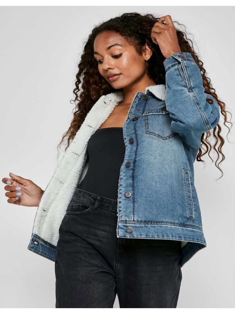 Veste sherpa en denim Noisy May   Bleu