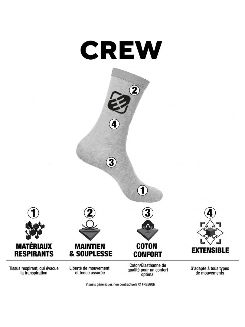 Lot de 4 Paires de Chaussettes de ville homme Fantaisie Racing Freegun Noir