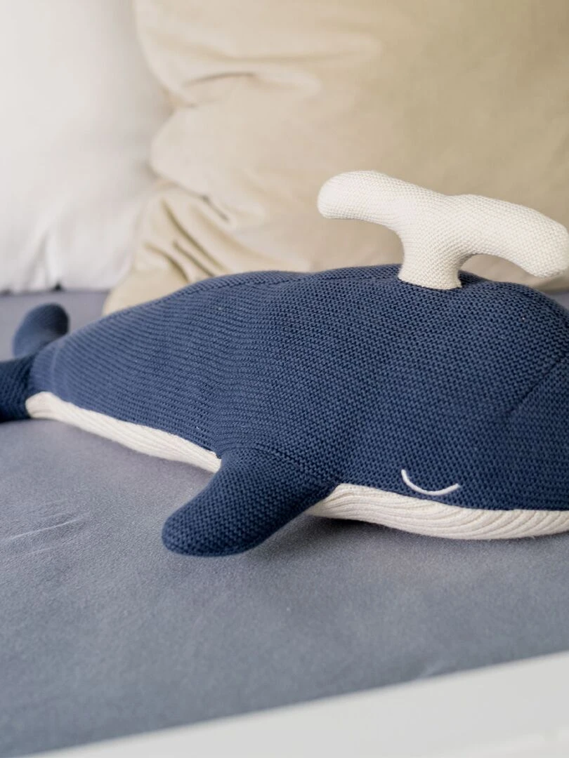 Peluche baleine crochet en coton Bleu roi