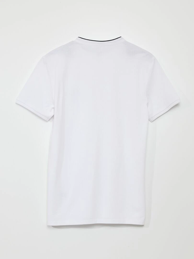 Polo à col mao en piqué de coton   blanc