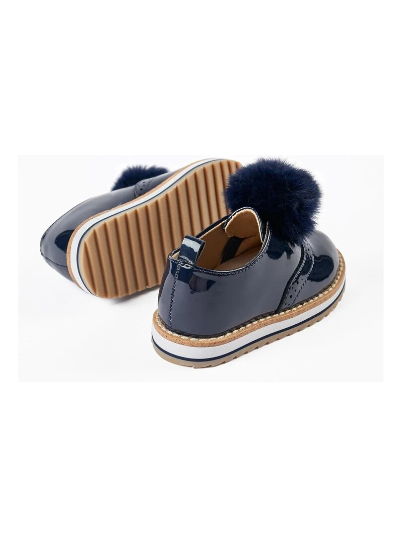 Chaussures en vernis avec pompon pour bébé fille   BROTHERS&SISTERS   Bleu foncé