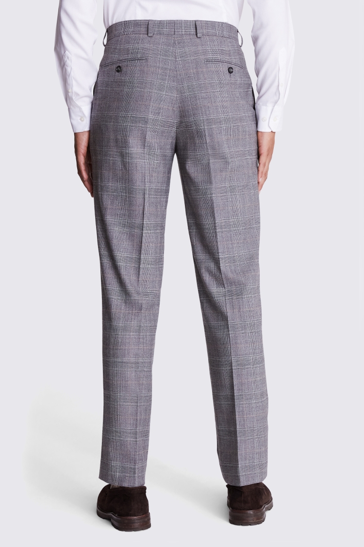 Regular Fit Grey Check Performance Trousers Buy Online at Moss
