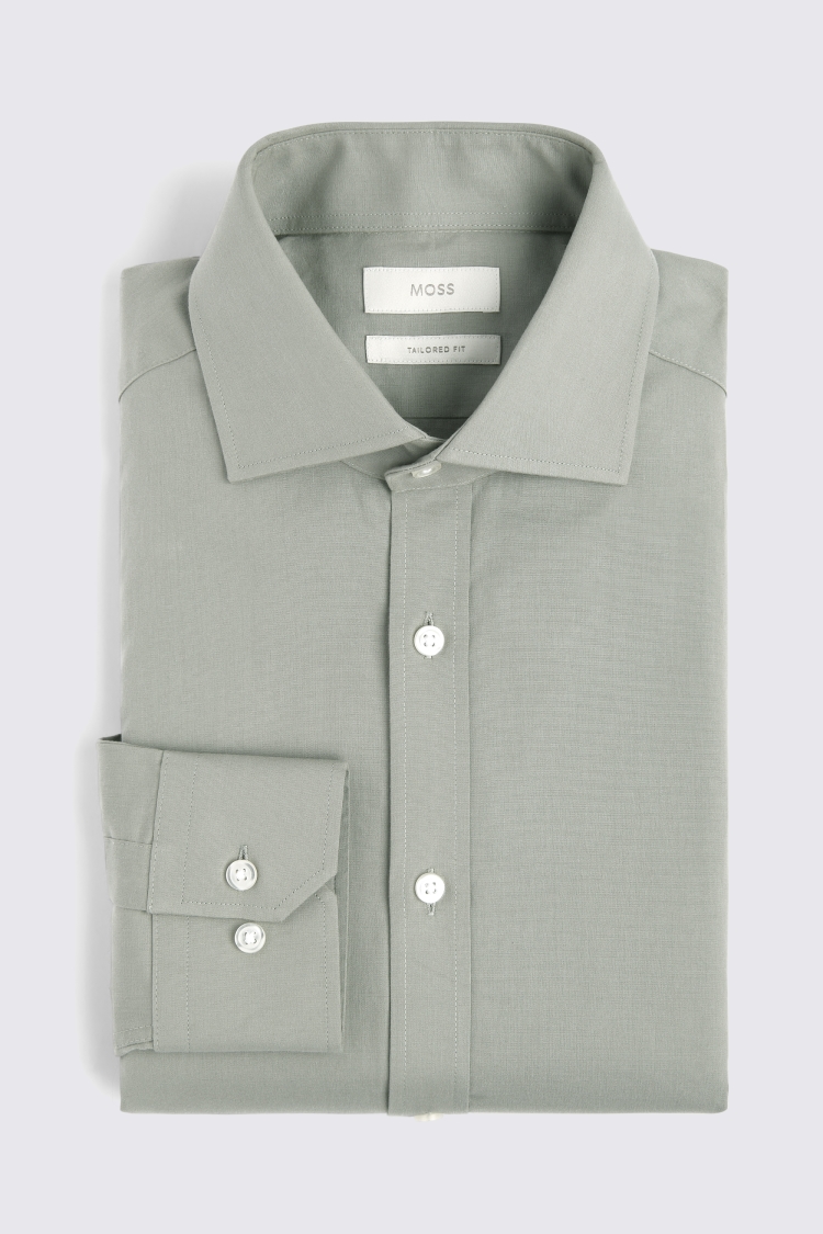 Tailored Fit Sage Poplin Shirt    Buy Online at Moss