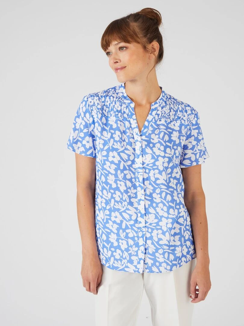 Chemisier à smocks Climatyl   Damart   Bleu clair