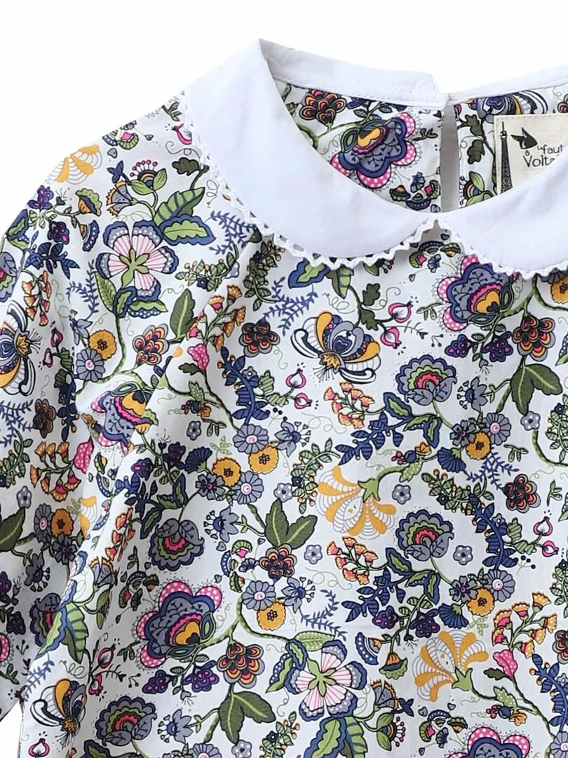 Blouse Fleurie Liberty Multicole pour Fille Col CLAUDINE 'LA FAUTE A VOLTAIRE' Multicolore