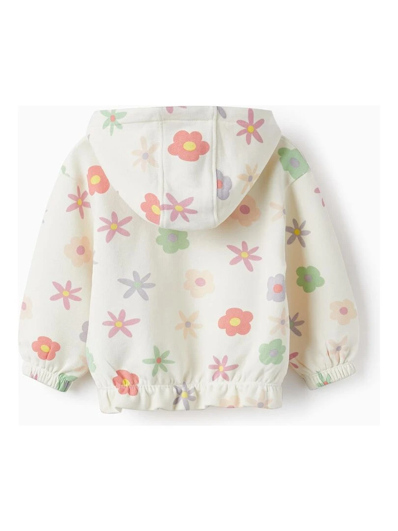 Pull à capuche pour bébé fille 'Floral' THE WAVE TRIBE Blanc
