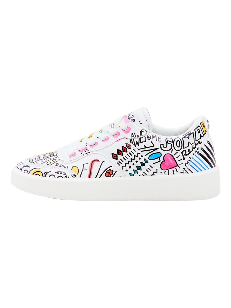 Basket à Lacets Desigual Fancy Lettering Blanc