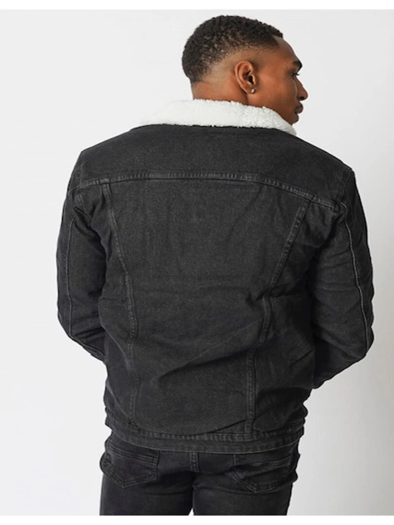 Veste jean sherpa Kebello Noir Noir