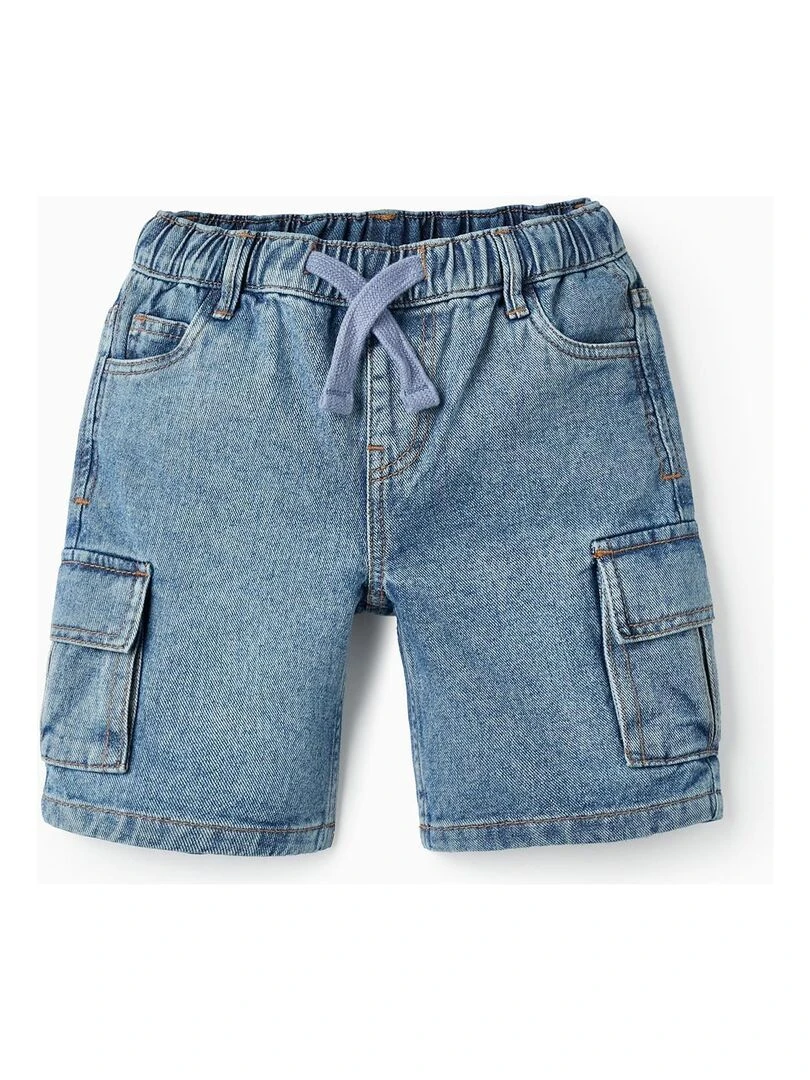 Shorts en jean en coton avec poches cargo pour garçon SICILIAN DAYS Bleu clair