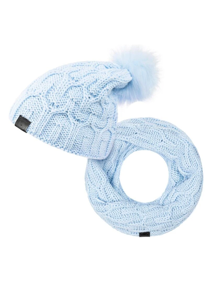 Ensemble Snood Bonnet Maribel Made in UE Bleu ciel