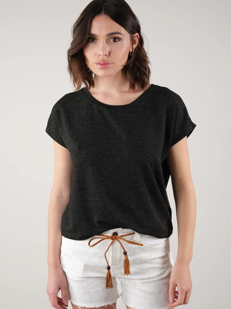 T shirt basique fantaisie pour femme 'Deeluxe' Noir