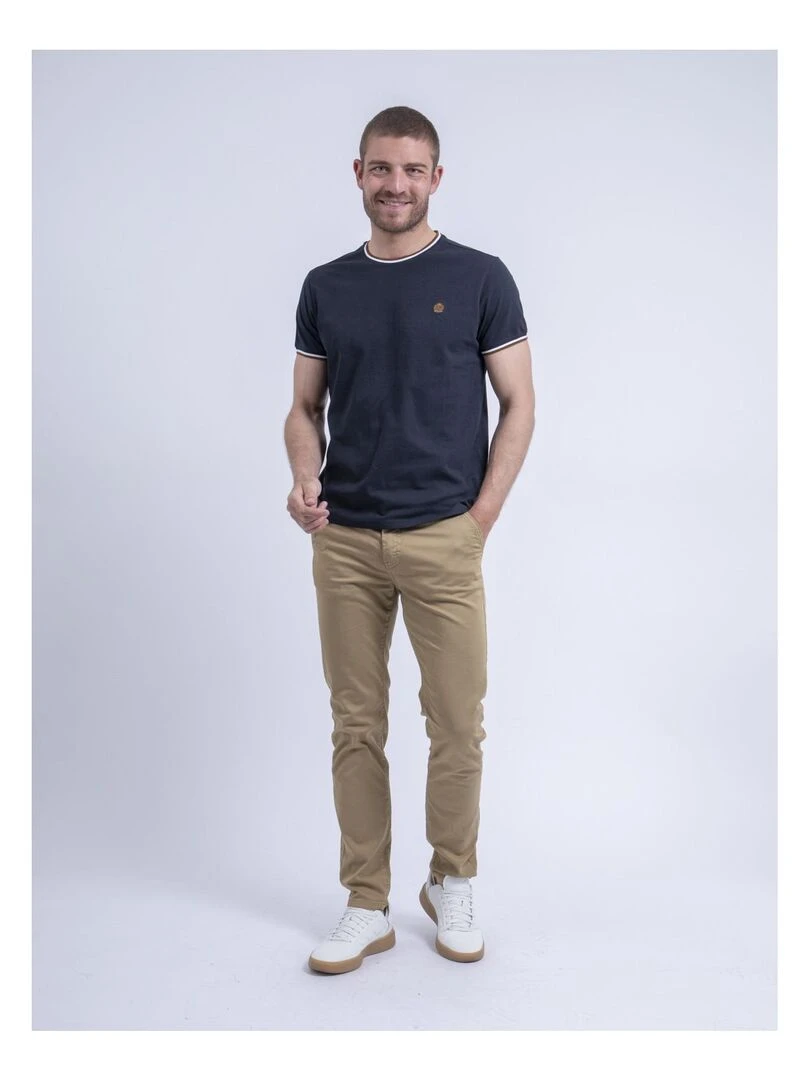 T shirt col rond pur coton NILOTIN   Bleu marine