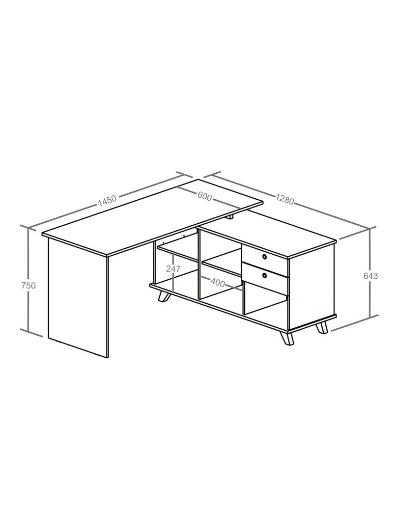 Bureau d'angle Marcus   AKITEN RETAIL   Blanc Marron