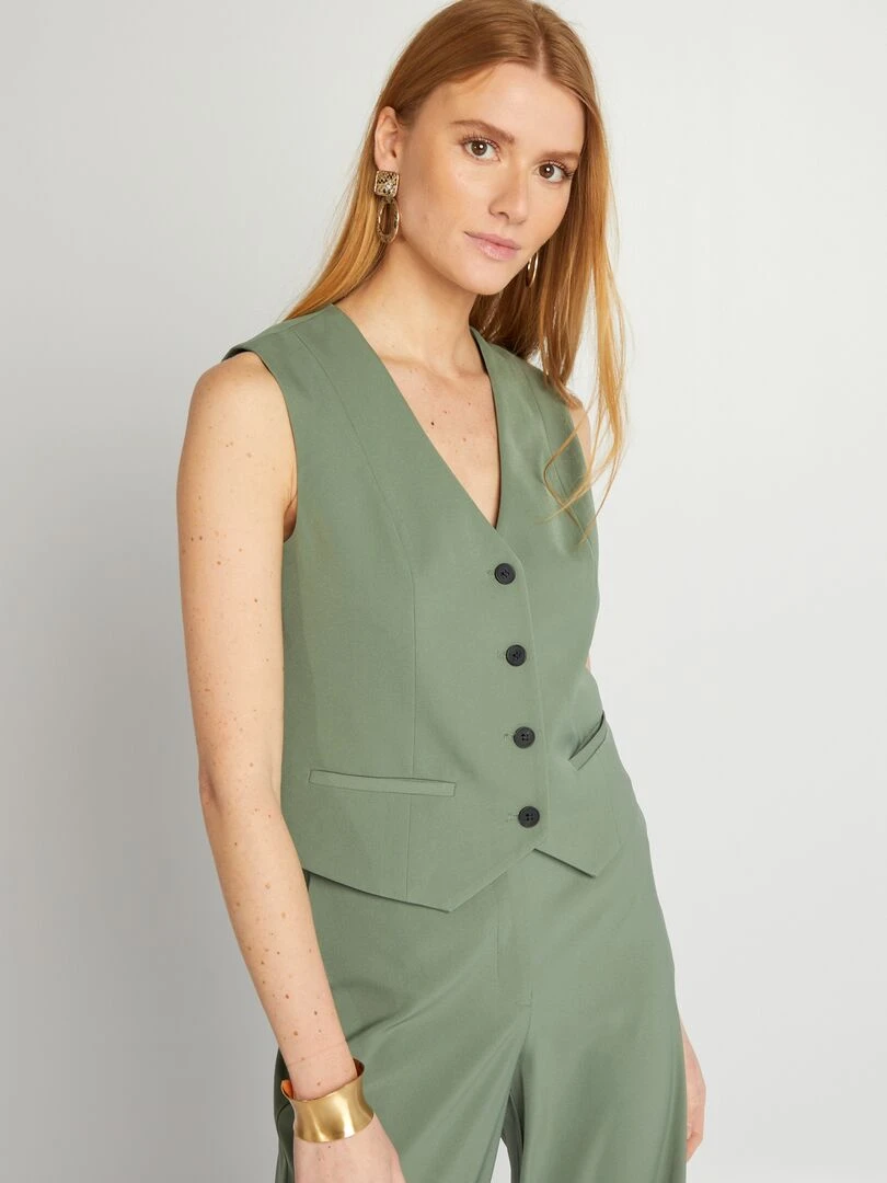 Gilet de costume style garçon de café Vert
