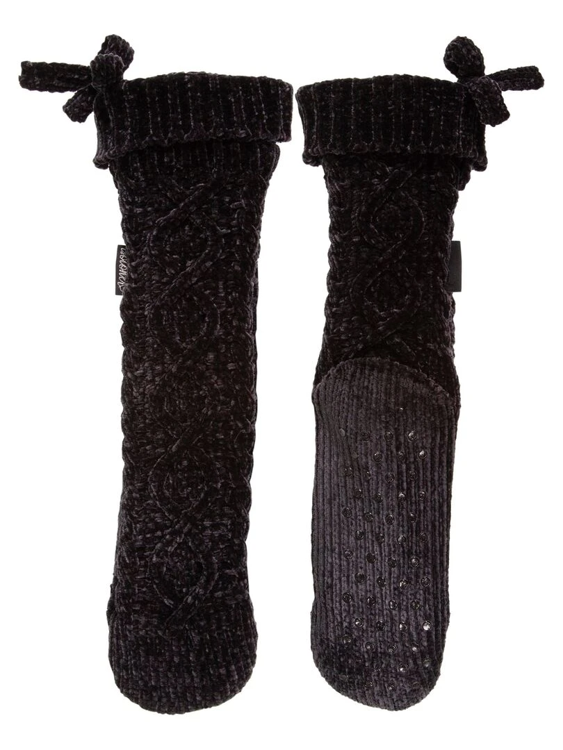 Chaussettes fourrées Femme Nœud Noir