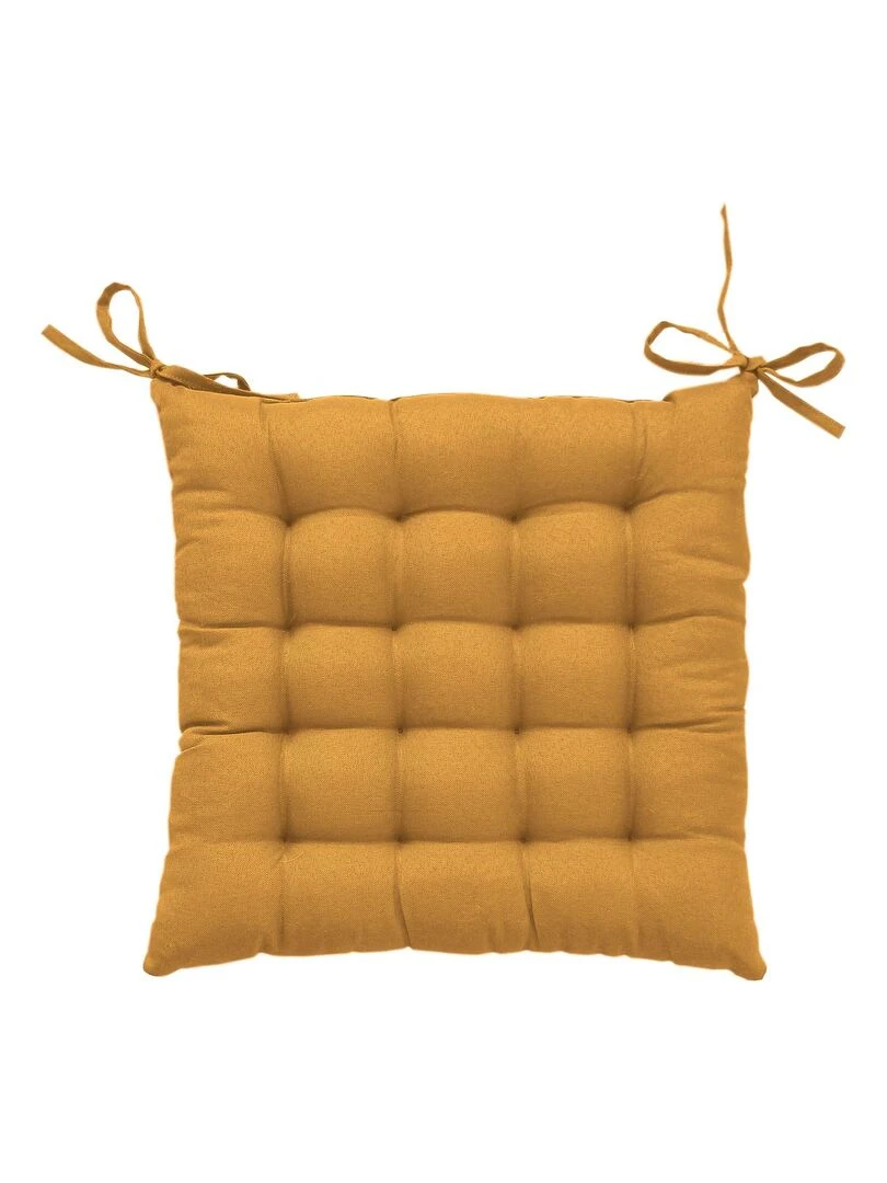 Galette de chaise unie et piquée Jaune moutarde