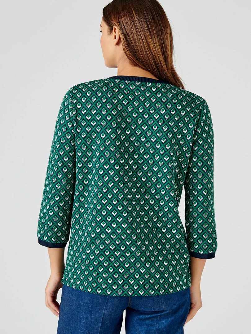 Tee shirt maille jacquard manches 3/4   Damart   Vert