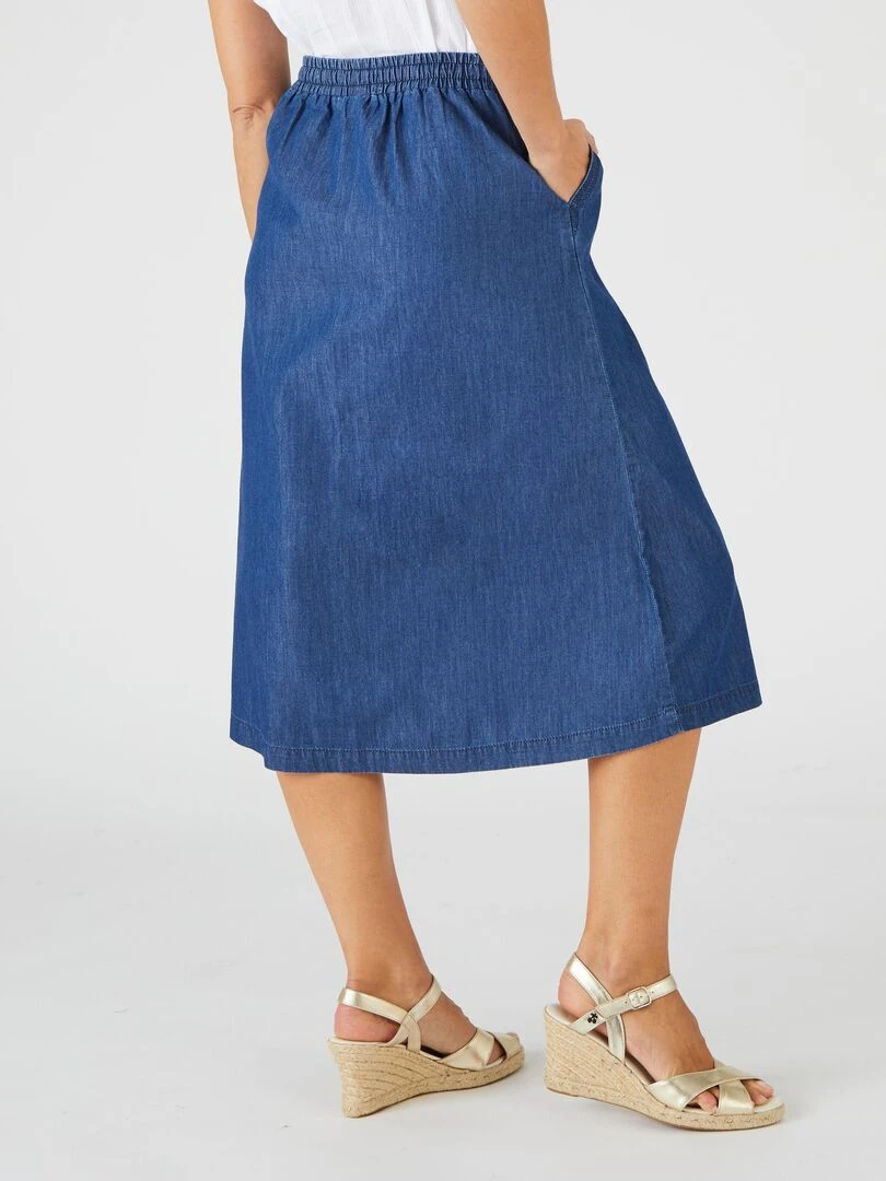 Jupe fluide pur coton   Damart   Bleu foncé