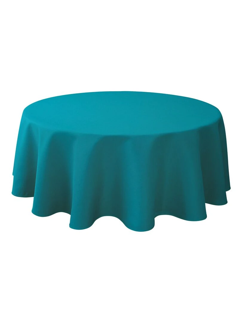 Nappe Anti taches Unie Effet tissé bleu   Ronde 160 cm   Bleu