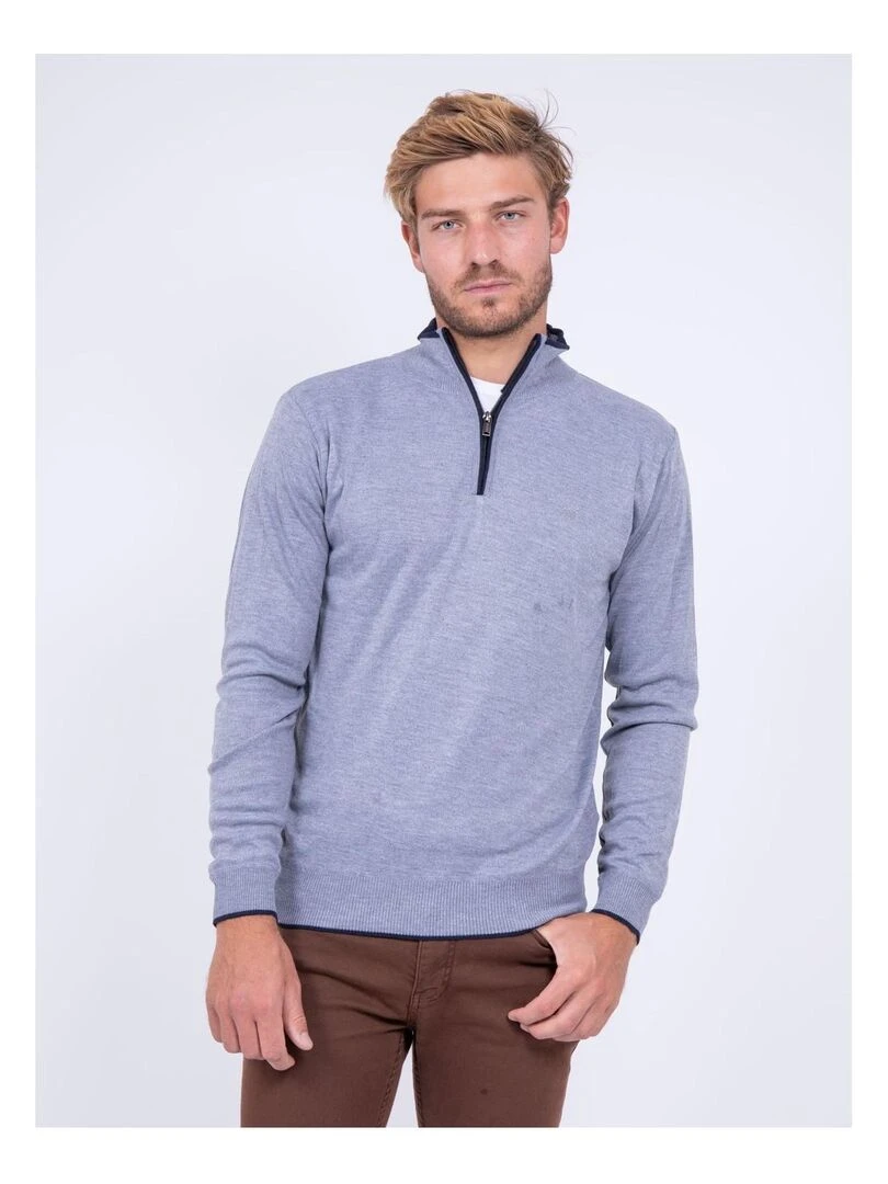 Pull col montant zippé LAOPAUL Gris