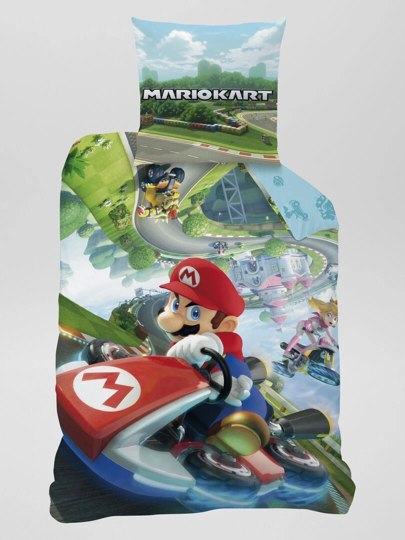 Parure de lit 'Mario Kart' 1 personne Multicolor