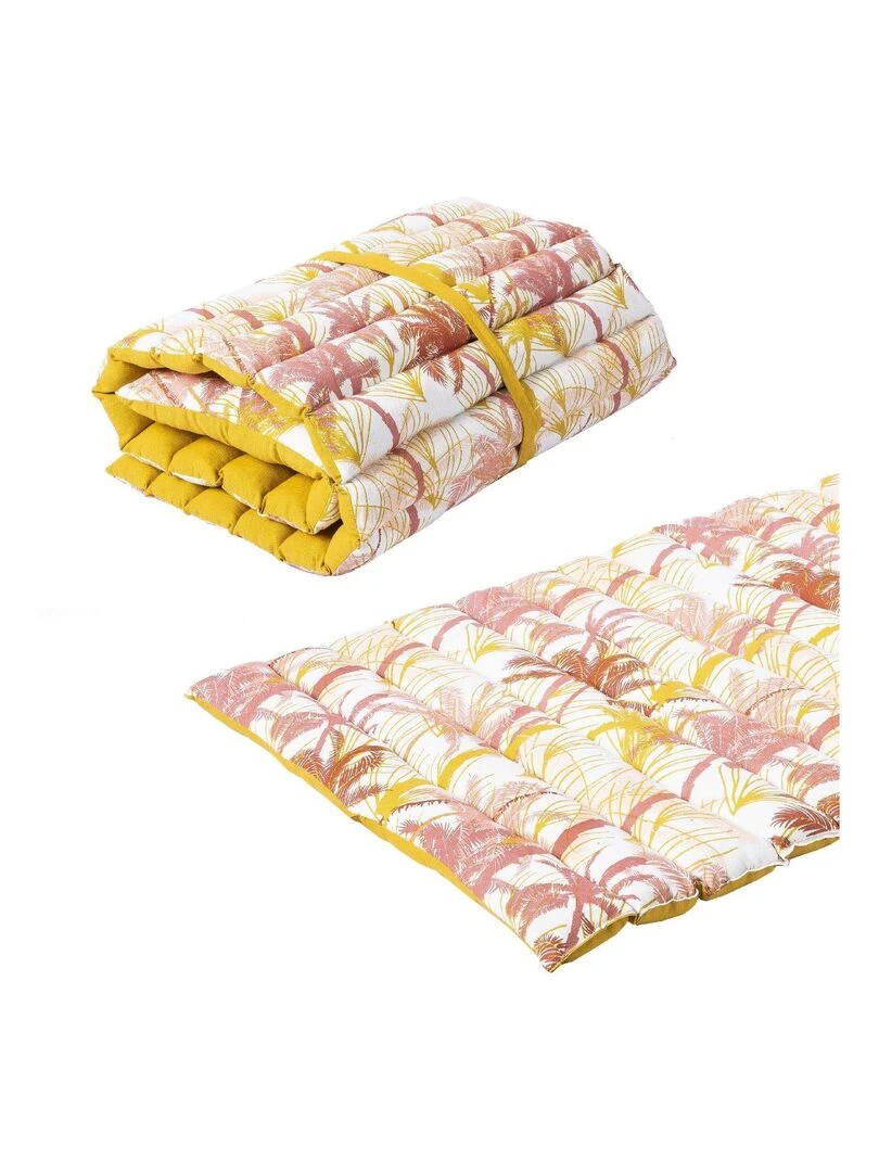 Long coussin de plage réversible PALMA 'Deko&co' Jaune moutarde