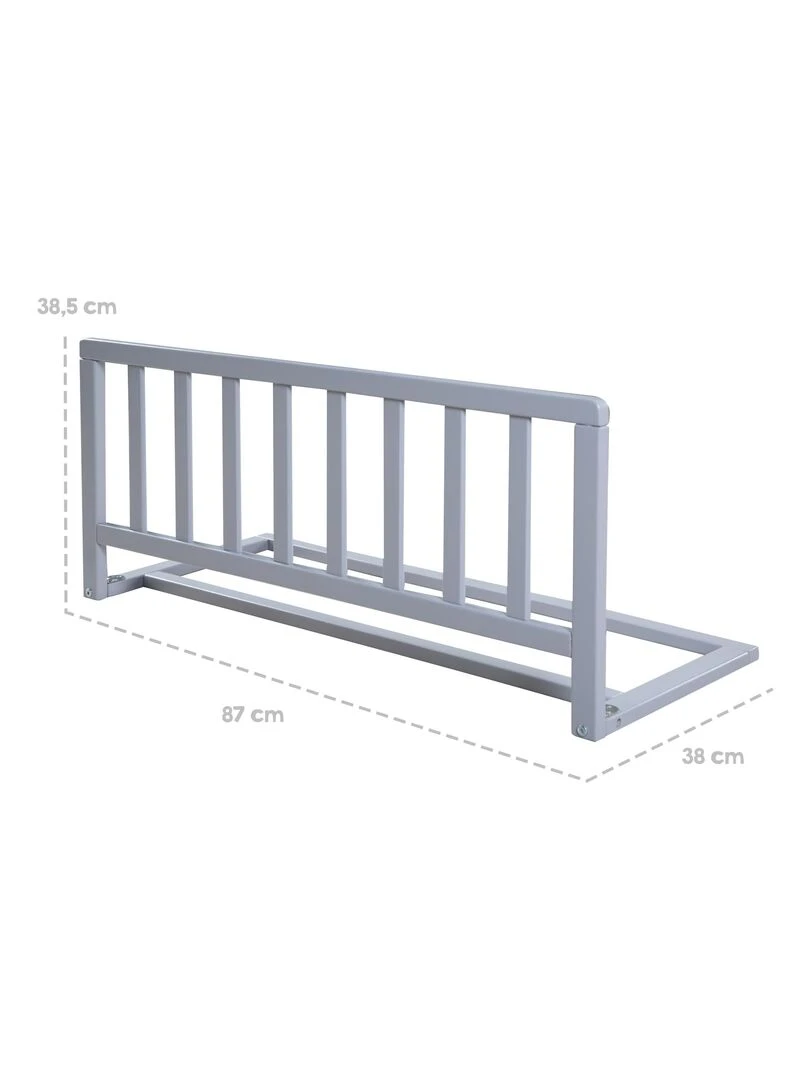 ROBA Barrière de Lit 90 cm   Protection Anti Chute Sûre pour Bébés et Enfants   Bois Laqué Gris   Gris