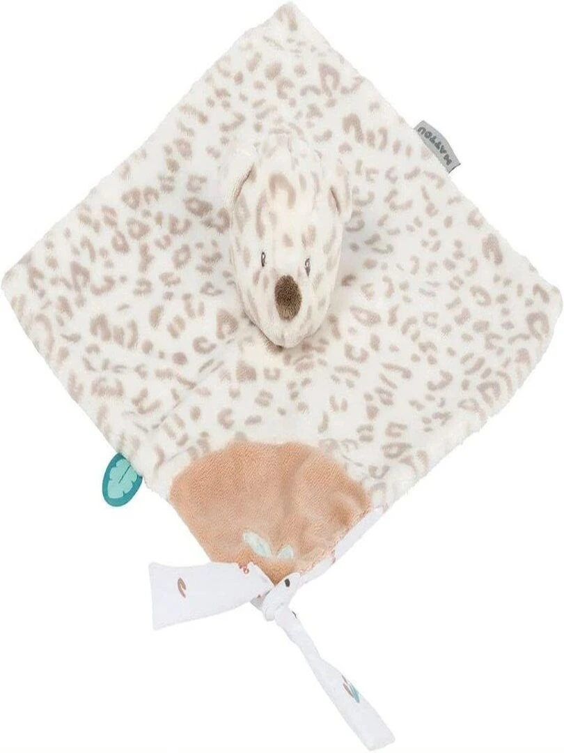 Doudou attache sucette Jungo léopard des neiges Boris & Jungo (27 cm) Beige
