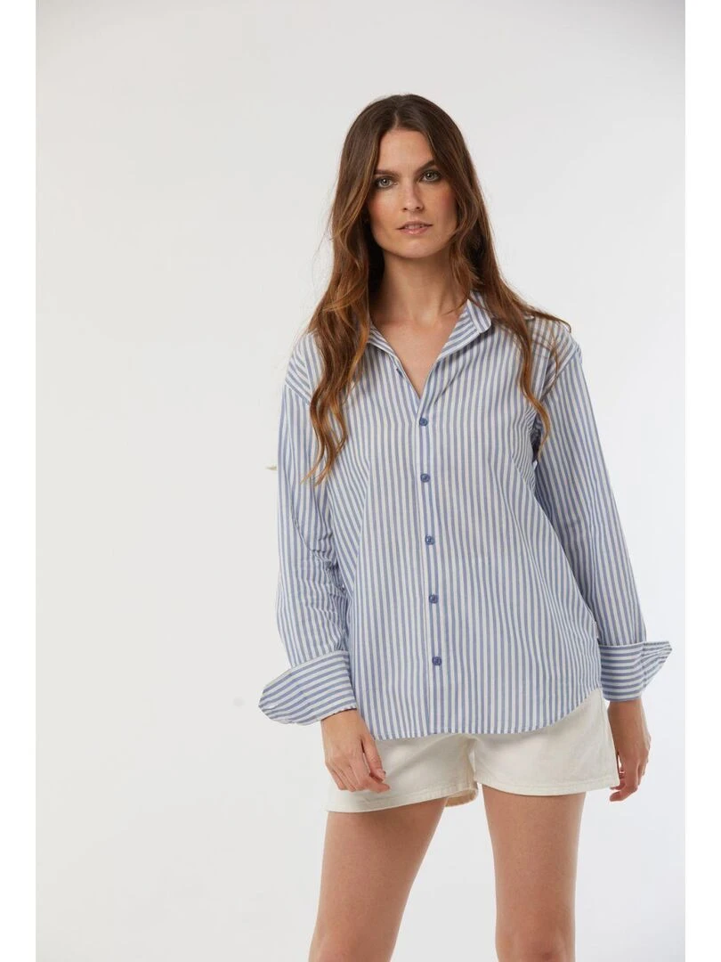 Lee Cooper   Chemise manches longues coton loose DHIMMI   Bleu