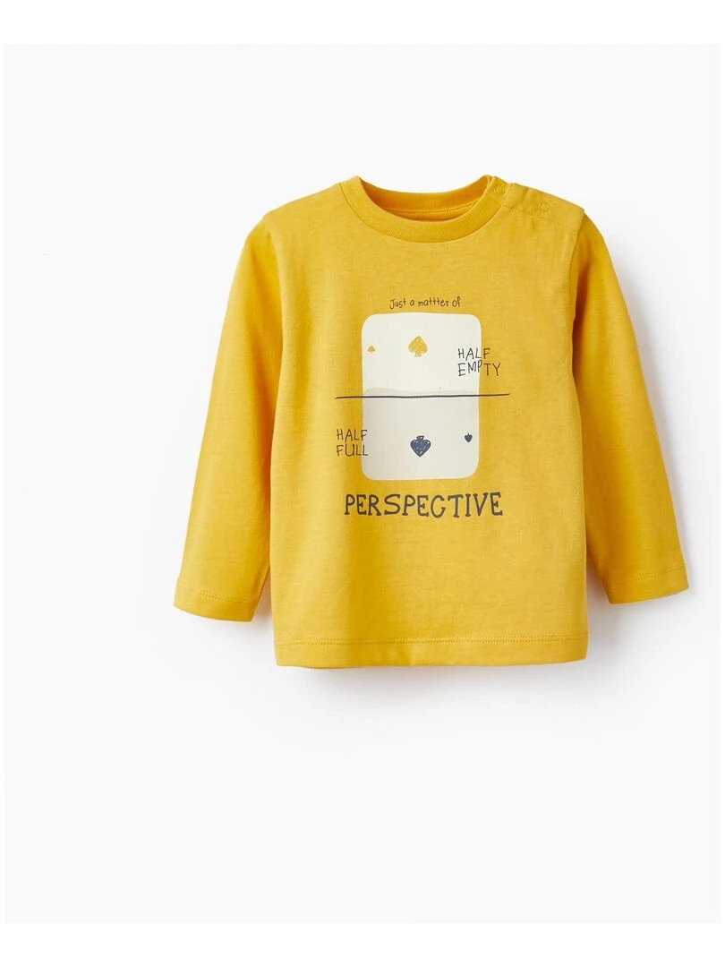 T shirt à manches longues en coton pour bébé garçon 'Perspective' manches longues ACE CLUBS Jaune foncé